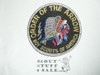 Order of the Arrow Multi color Indian Head Logo Patch, black background and silver mylar bdr