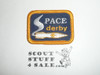 Space Derby Patch, Generic BSA Cub Scout Patch, navy twill with gold r/e bdr