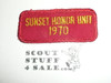 Los Angeles Area Council, Sunset District Honor Unit Patch, 1970, sewn