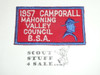Mahoning Valley Council Camporall Patch, 1957