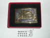 Philmont Scout Ranch, 2013 75th Anniversary Cast Belt Buckle in Chrome/Gold finish, Boxed and numbered