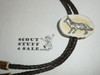 Metal Fox on Antler Bolo Tie with braided leather cord and antler ends