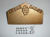 1950's Los Angeles Area Council Cedar Badge Junior Leader Training Program cast metal Neckerchief Slide, Gold color