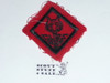 Wolf Cub Scout Rank, felt with material extending over edge, sewn