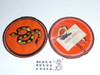 Rattlesnake Patrol Medallion, Orange Twill with plastic back, 1972-1989