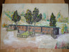 1970's Original Artist's Rendition of Dormitory for Scout Camp Emerald Bay