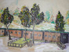 1970's Original Artist's Rendition of Dormitory for Scout Camp Emerald Bay