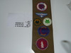 1940's Boy Scout Merit Badge Sash with 37 tan & Khaki crimped merit badges (4 are Air Scout), Air Scout & camp patches