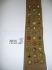 1930's Boy Scout Merit Badge Sash with 36 square merit badges cut to round