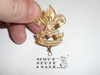 First Class Hat Pin, Vertical safety Pin Clasp, Squatty Crown, 45mm Tall with knot