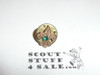 Boy Scout Lapel Pin with Emerald Stone, gold color, Post Back