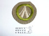 Camping - Type B - Wide Crimped Bdr Tan Merit Badge (1934-1935), was sewn but in very good condition