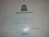 1977 National Order of the Arrow Conference Certificate of Appreciation, original signature of Edson and Goodman, not issued