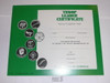 1981 Troop Leader Warrant Certificate, blank