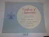 1981 Certificate of Appreciation, presented