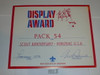 1976 Display Award Certificate, presented