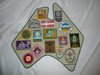 1987-1988 Boy Scout World Jamboree Large Australia Shaped Patch with the logos of all Jamborees embroidered on it