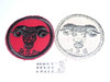 Ram Patrol Medallion, Red Twill with gum back, 1955-1971