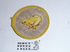 Frog Patrol Medallion, Brown Twill with plastic back, 1972-1989