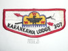 Order of the Arrow Lodge #307 Karankawa s6 Flap Patch, a little discoloration on right end