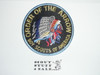Order of the Arrow Multi color Indian Head Logo Patch, black background and light bdr