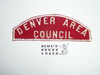 Denver Area Council Red/White Council Strip, thin letters, Used - Scout