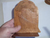 boy scout sorrocco pressed wood book ends, 4 wide by 5.25 tall, one has been repaired, has minor chips