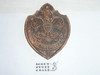 boy scout emblem sorrocco wall ornament, 3.5 wide by 4.25 tall, 1940s