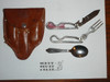 1960's Official Boy Scout Utensil Set, Fork Knife & Spoon with Case, Made By Schrade, with leather case