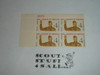 1960 BSA 50th Anniversary $.04 USPS Boy Scout Stamp, Corner Block of four, not cancelled