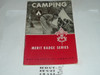 Camping Merit Badge Pamphlet, Type 6, Picture Top Red Bottom Cover, 4-59 Printing