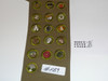 1940's Boy Scout Merit Badge Sash with 12 wide crimped & 19 crimped merit badges, #FB9