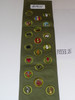 1950's Boy Scout Merit Badge Sash with 18 Khaki Crimped Merit badges, #FB35