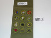 1950's Boy Scout Merit Badge Sash with 12 Khaki Crimped Merit Badges, #FB47