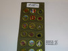 1950's Boy Scout Merit Badge Sash with 25 Khaki Crimped Merit Badges, #FB52