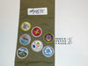 1970's Boy Scout Merit Badge Sash with 7 Rolled Edge Merit badges, #FB75