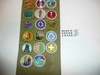 1970's Boy Scout Merit Badge Sash with 26 Rolled Edge Merit badges, #FB82