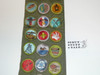 1980's Boy Scout Merit Badge Sash with 30 Rolled Edge Merit badges, #FB84