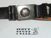 British Boy Scout Belt Buckle on Leather Belt, Unused