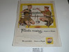 Old Magazine advertisement for Pepsi Cola with Boy Scouts, titled "Food's coming...have a Pepsi"