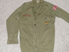 1950's Boy Scout Uniform Shirt with metal buttons and some insignia, 18.5" Chest and 25" Length, #BD14