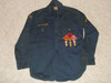 1950's Boy Scout Cub Uniform Shirt with metal buttons and lots of insignia, 18" chest 24" length, #BD33