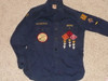 1950's Boy Scout Cub Uniform Shirt with metal buttons and lots of insignia, 18" chest 24" length, #BD34