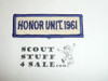 Lake Arrowhead Scout Camps, Honor Unit Segment Patch, 1961