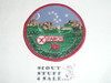 Circle X Scout Ranch 4" Patch, Brown thread in building marked with an X, LAAC