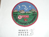 Circle X Scout Ranch 4" Patch, Tan thread in building marked with an X, LAAC
