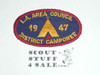 District Camporee Patch, Los Angeles Area Council, red c/e navy twill, 1947