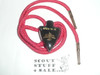 Order of the Arrow Late 1960's Area 12-E Lucite Bolo Tie, red cord