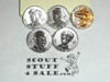 Set of 5 Scouting Founder 100th BSA Anniversary Pins - Powell, Seton, Beard, West and Boyce,  all mint