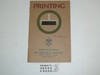 Printing Merit Badge Pamphlet, Type 3, Tan Cover, 1925 Printing, Mint condition